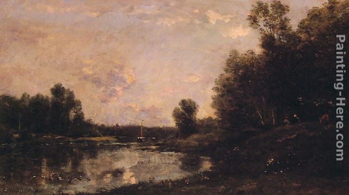 A June Day painting - Charles-Francois Daubigny A June Day art painting